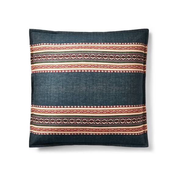 Ralph Lauren Home Alyssa Stripe Throw Pillow New 20x20 Blue Chambray Linen - Picture 1 of 9